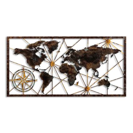 Seinakaunistus 120x60 cm maailmakaart metall