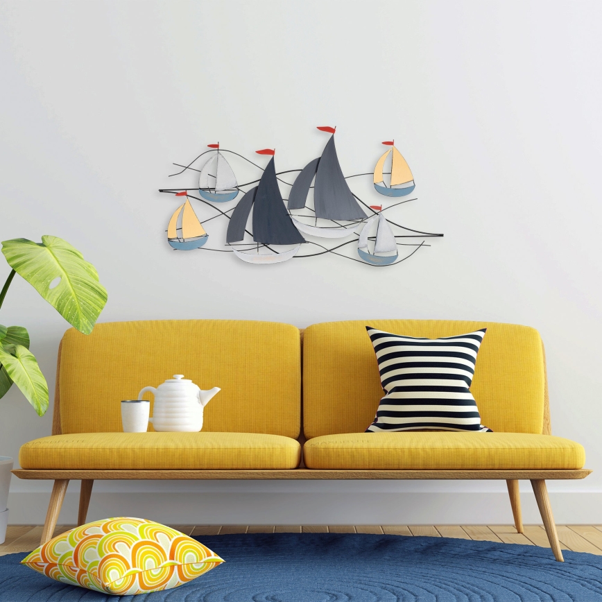 Seinakaunistus 120x60 cm purjekad metall