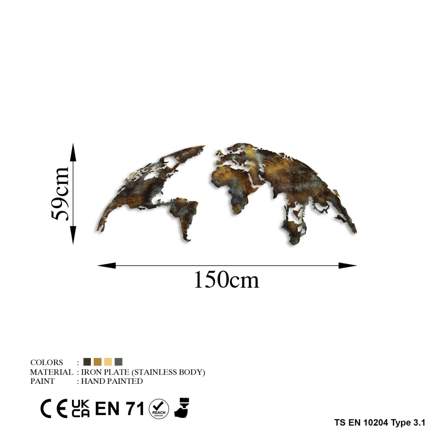 Seinakaunistus 2 tk 150x59 cm planeet metall