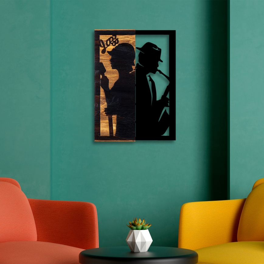 Seinakaunistus 32x50 cm jazz puit/metall