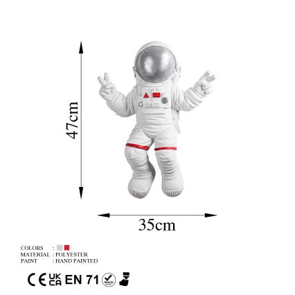 Seinakaunistus 47x35 cm astronaut hõbedane