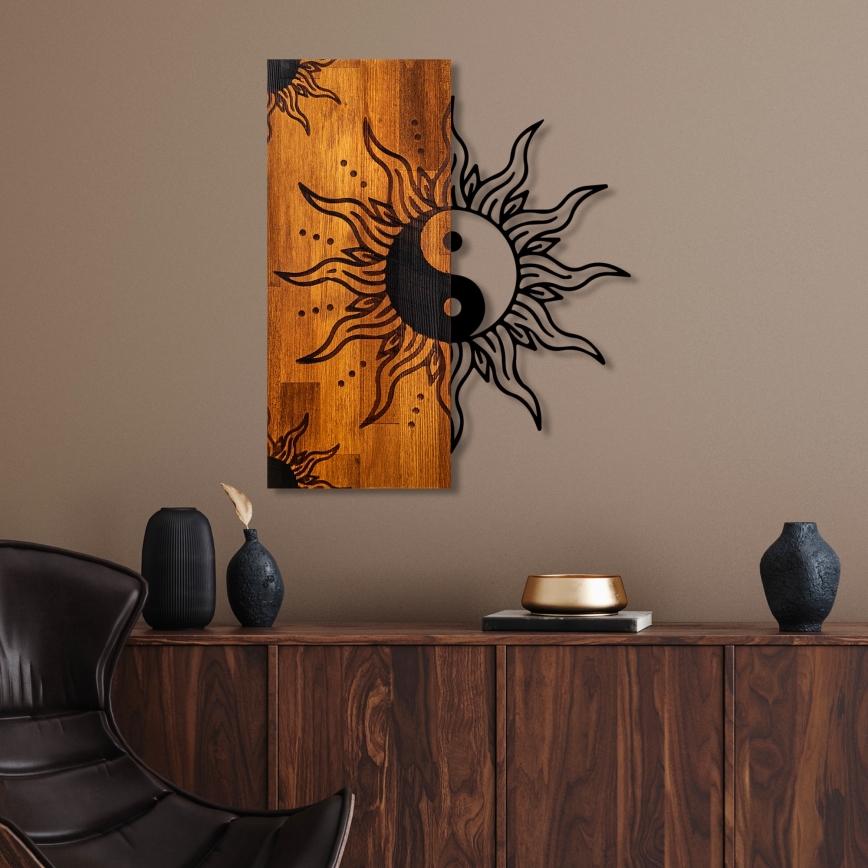 Seinakaunistus 50x58 cm jin jang puit/metall