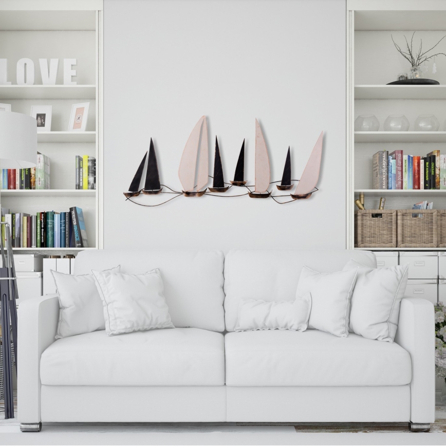 Seinakaunistus 52x117 cm purjelaevad metall
