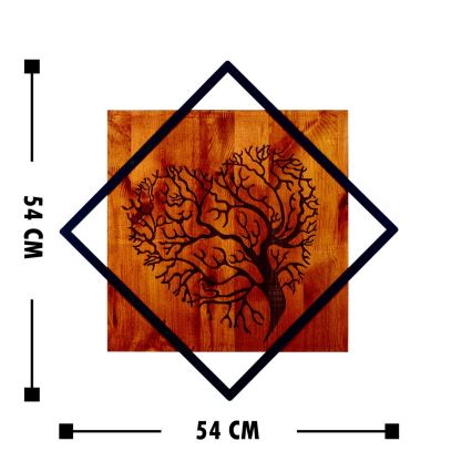 Seinakaunistus 54x54 cm puu puit/metall