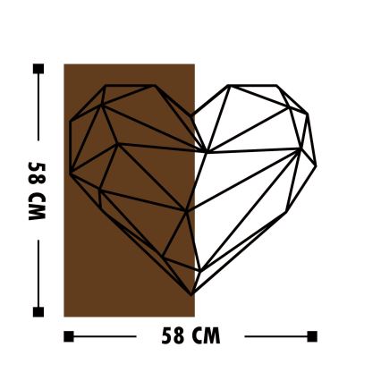 Seinakaunistus 58x58 cm süda puit/metall