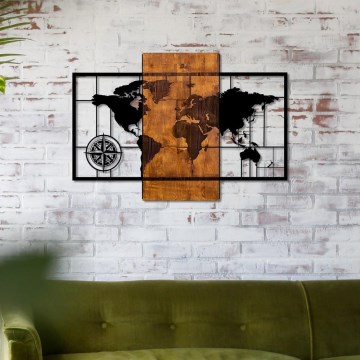 Seinakaunistus 58x85 cm kaart puit/metall