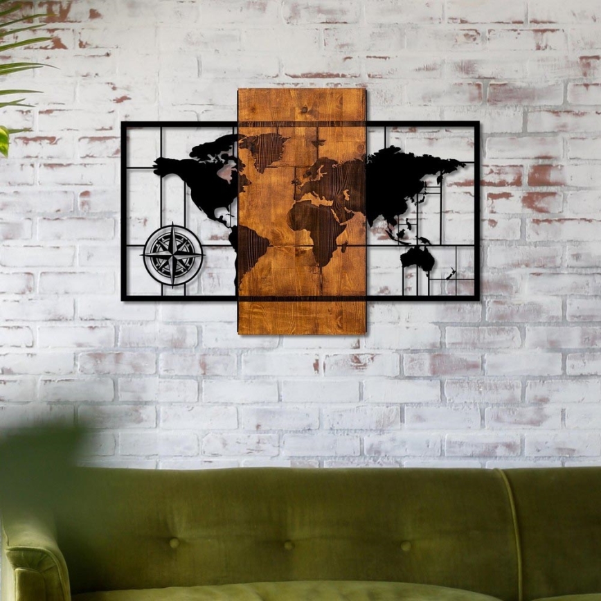 Seinakaunistus 58x85 cm kaart puit/metall