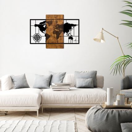 Seinakaunistus 58x85 cm kaart puit/metall