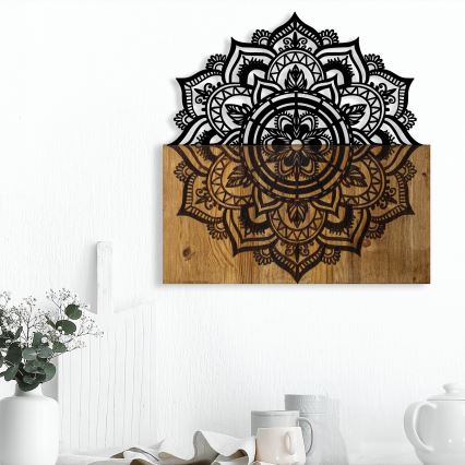 Seinakaunistus 59x58 cm mandala puit/metall