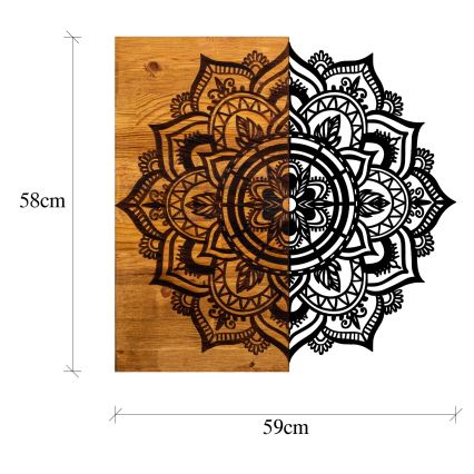 Seinakaunistus 59x58 cm mandala puit/metall