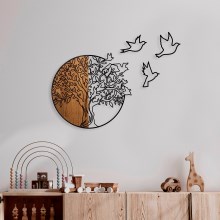Seinakaunistus 60x56 cm puu ja linnud puit/metall