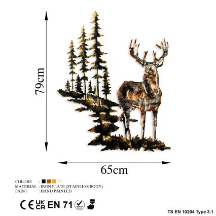Seinakaunistus 65x79 cm hirv metall