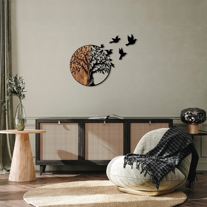 Seinakaunistus 71x92 cm puu puit/metall