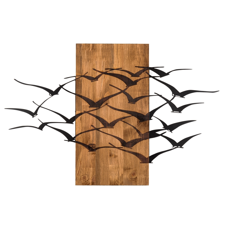 Seinakaunistus 86x58 cm linnud puit/metall