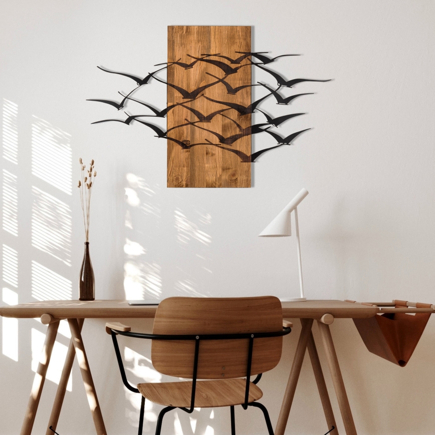 Seinakaunistus 86x58 cm linnud puit/metall