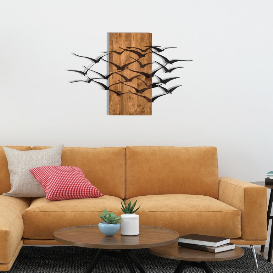 Seinakaunistus 86x58 cm linnud puit/metall