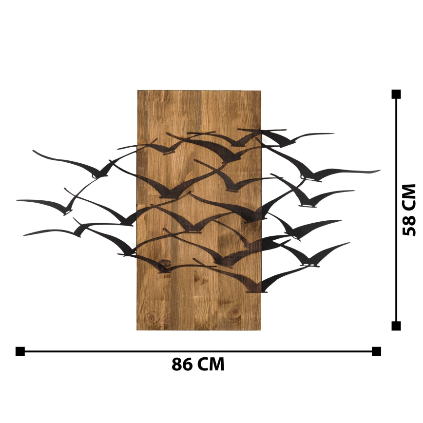 Seinakaunistus 86x58 cm linnud puit/metall