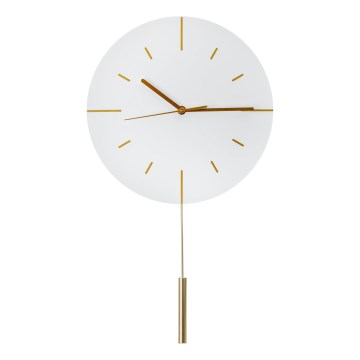 Seinakell koos pendliga d. 30 cm 1xAA valge/kuldne