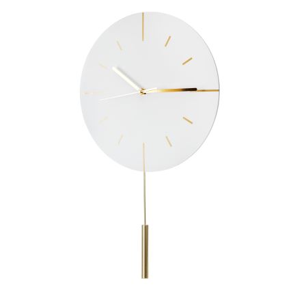 Seinakell koos pendliga d. 30 cm 1xAA valge/kuldne