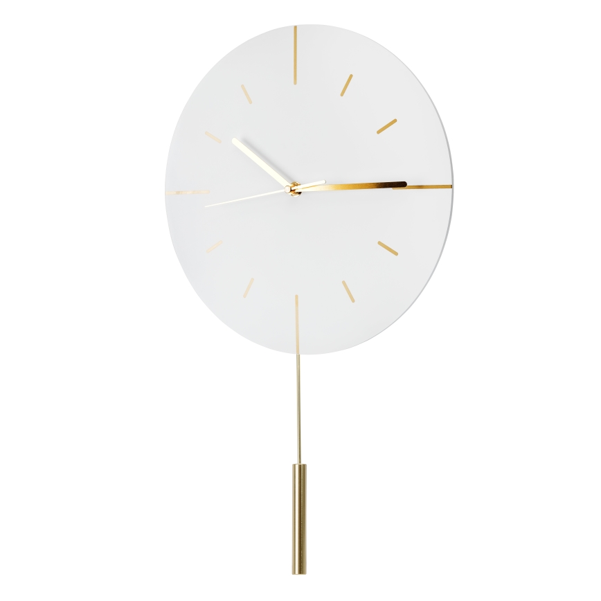Seinakell koos pendliga d. 30 cm 1xAA valge/kuldne