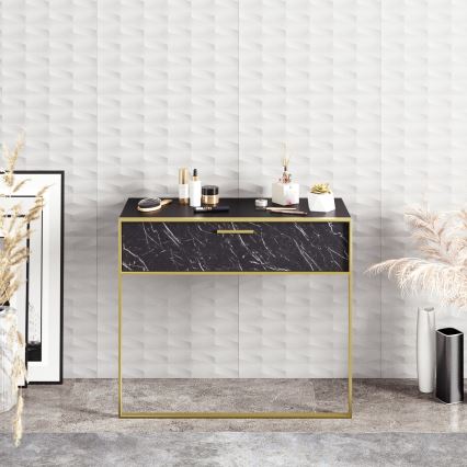 Seinakinnitusega konsoollaud POLKA 76,8x90 cm kuldne/must