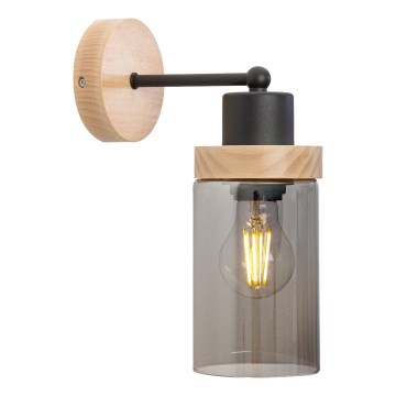 Seinalamp WOODNEST 1xE27/15W/230V männipuit/suitsutatud must