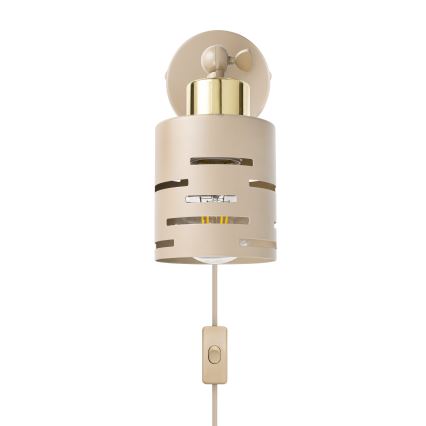 Seinale kinnitatav kohtvalgusti lülitiga ELEN 1xE27/35W/230V beež/kuldne