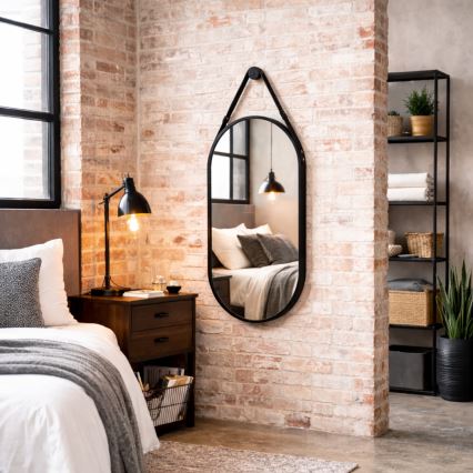 Seinale kinnitatav peegel BIBI 100x50 cm must