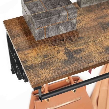 Seinale kinnitatav riidenagi riiuliga NATE, pruun/must