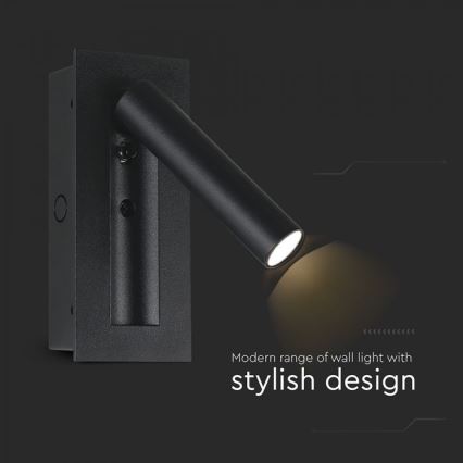 Seinale paigaldatav suunatav LED-valgusti LED/2W/230V 3000K must