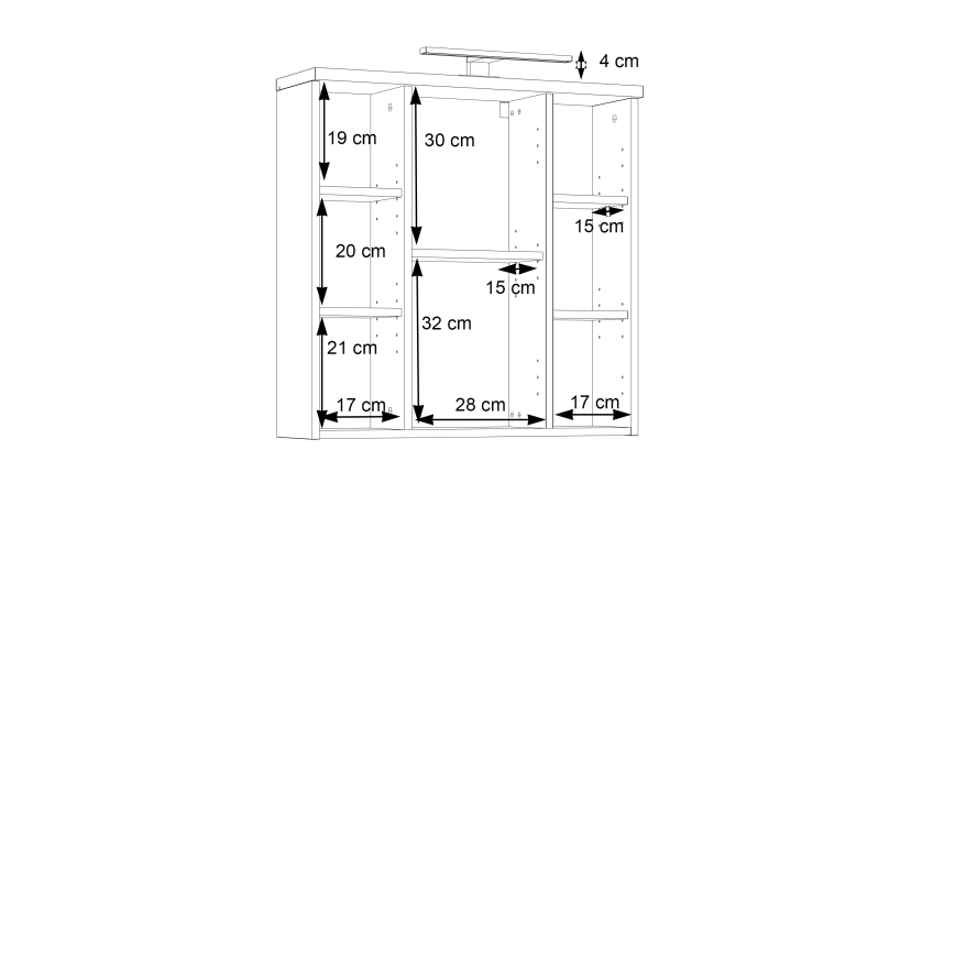 Seinale paigaldatav vannitoakapp peegliga VENOM antratsiit/pruun