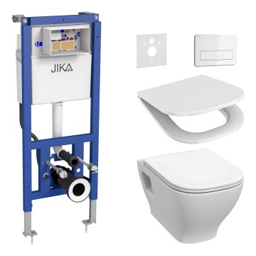 Seinale paigaldatav WC DEEP + WC-istme kaas SoftClose DEEP + loputusnupp DUAL + peidetav paigaldusraam + isolatsioonipadi