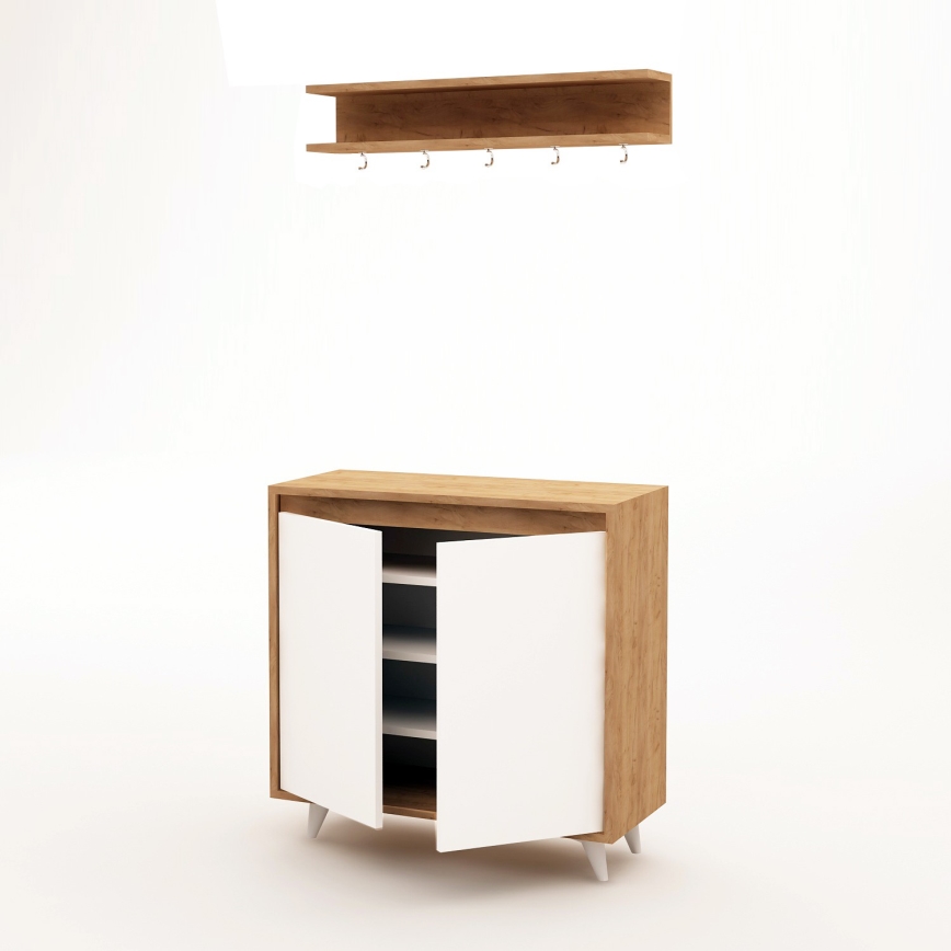 Seinanagi OBSOYO 15x80 cm + jalanõudekapp 100x80 cm pruun/valge
