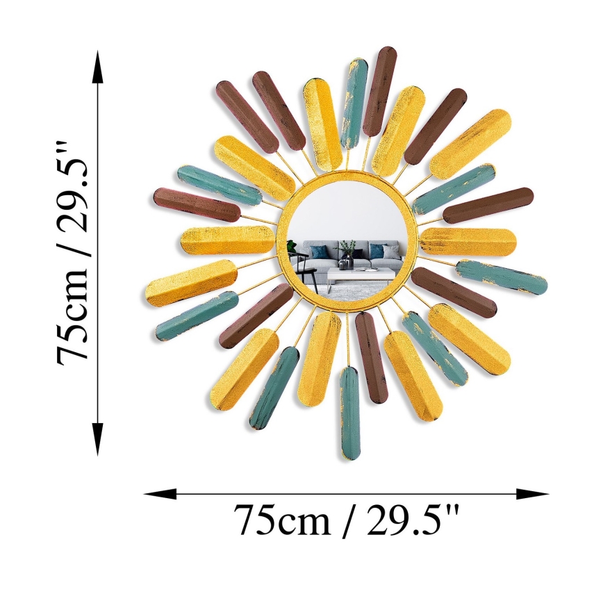 Seinapeegel PÄIKE d. 75 cm kollane