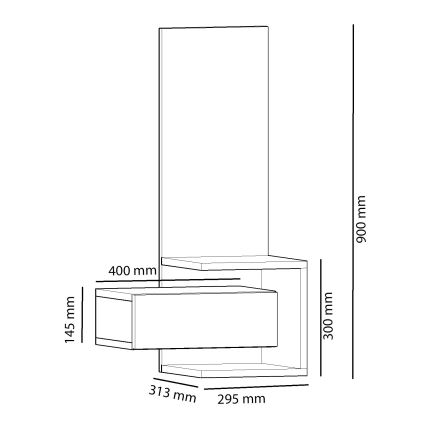 Seinapeegel riiuliga STELLA 90x49 cm pruun/antratsiit