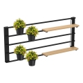 Seinariiul lillepottidele ja LED valgustus SHELF 50x118 cm must/beež/mänd