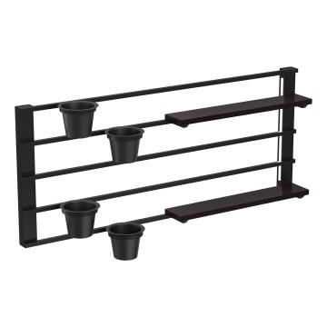 Seinariiul lillepottidele ja LED valgustus SHELF 50x118 cm must/mänd