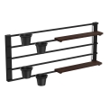 Seinariiul lillepottidele ja LED valgustus SHELF 50x118 cm must/pruun/mänd