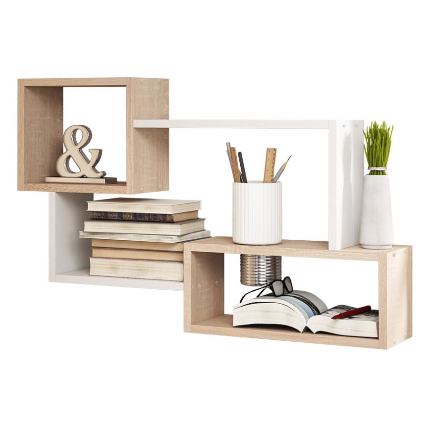Seinariiul TRIO 87x54x18 cm sonoma tamm/valge