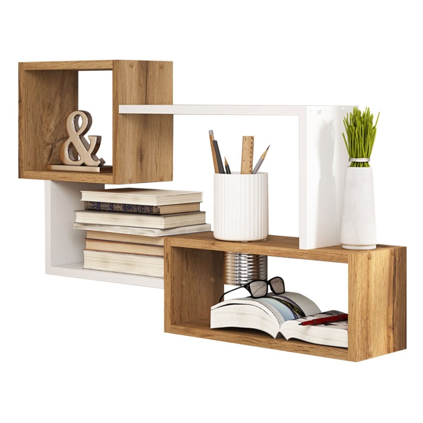 Seinariiul TRIO 87x54x18 cm Wotan-tamm/valge