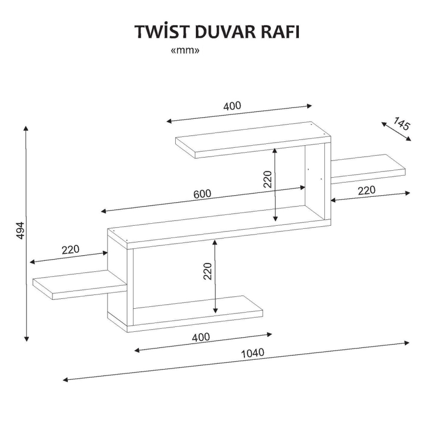 Seinariiul TWIST 49,4x104 cm valge