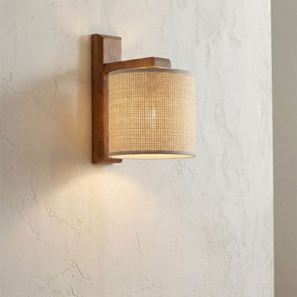 Seinavalgusti AIDA 1xE27/15W/230V tamm/raffia