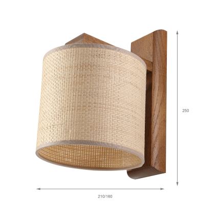Seinavalgusti AIDA 1xE27/15W/230V tamm/raffia