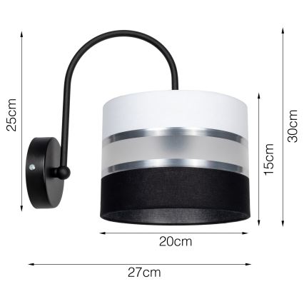 Seinavalgusti CORAL 1xE27/60W/230V must/valge