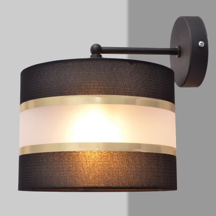 Seinavalgusti HELEN 1xE27/15W/230V must/kuldne