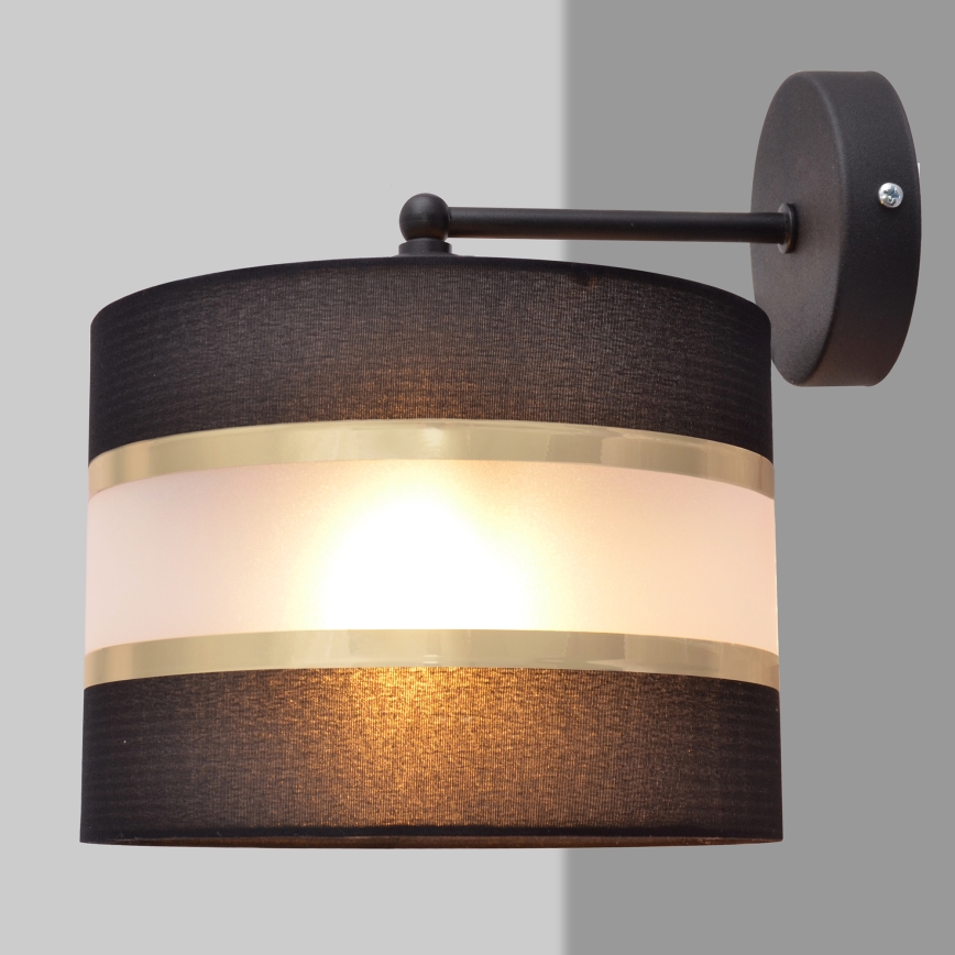 Seinavalgusti HELEN 1xE27/15W/230V must/kuldne