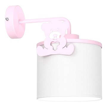 Seinavalgusti lastetuppa SWEET 1xE27/15W/230V valge/roosa/väike karu