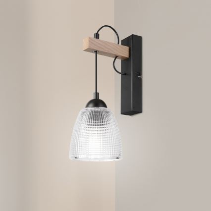 Seinavalgusti LEANDRA 1xE27/15W/230V tamm/must