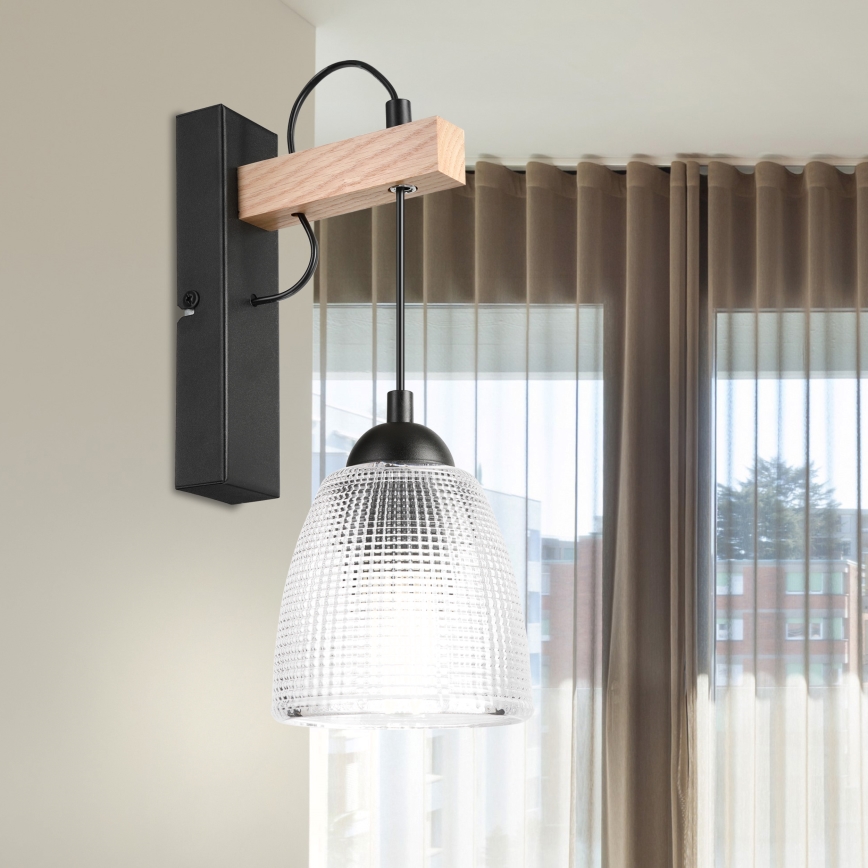 Seinavalgusti LEANDRA 1xE27/15W/230V tamm/must