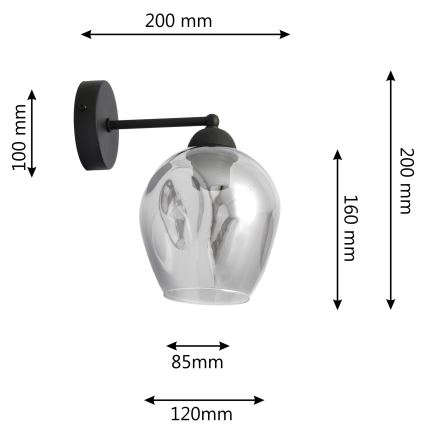 Seinavalgusti LILI 1xE27/15W/230V must/hall